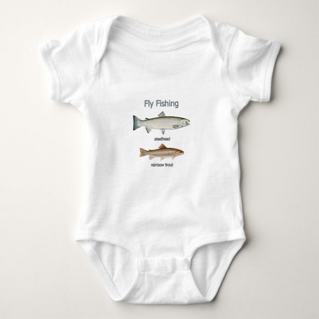 Fly Fishing Rainbow Trout - Steelhead Baby Bodysuit (Front)