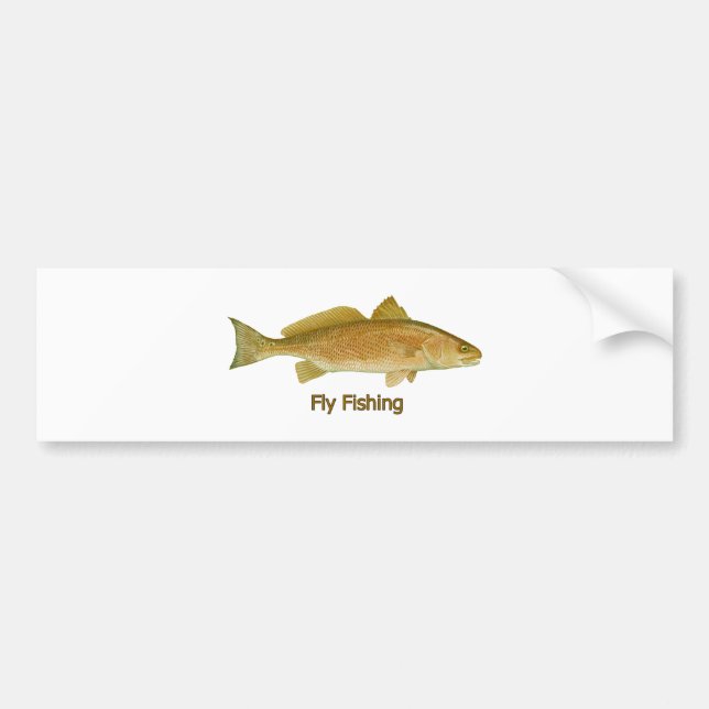 Fly Fishing Redfish Bumper Sticker (Front)