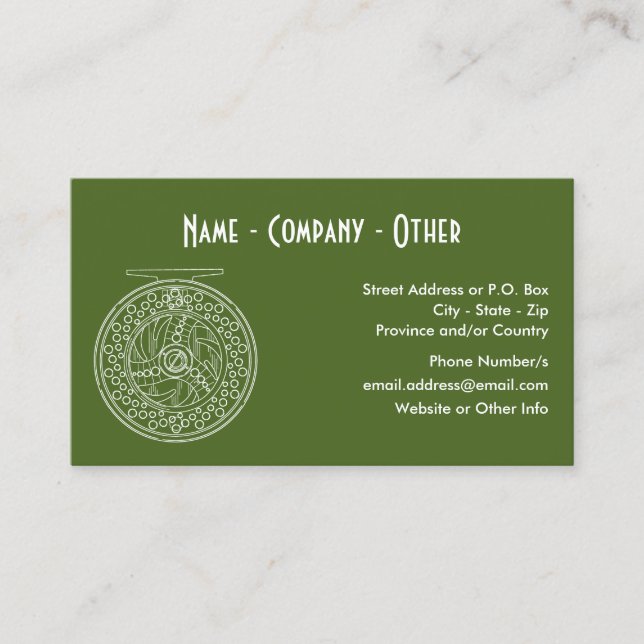 Fly Fishing Reel Art Business Card (Front)