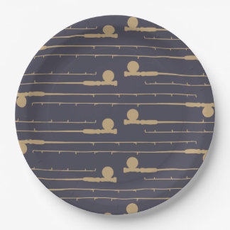 Fly Fishing Rods Pattern Paper Plate