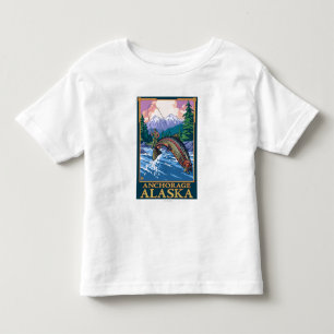 Fly Fishing Scene - Anchorage, Alaska Toddler T-Shirt