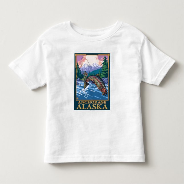 Fly Fishing Scene - Anchorage, Alaska Toddler T-Shirt (Front)