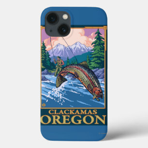 Fly Fishing Scene - Clackamas, Oregon iPhone 13 Case