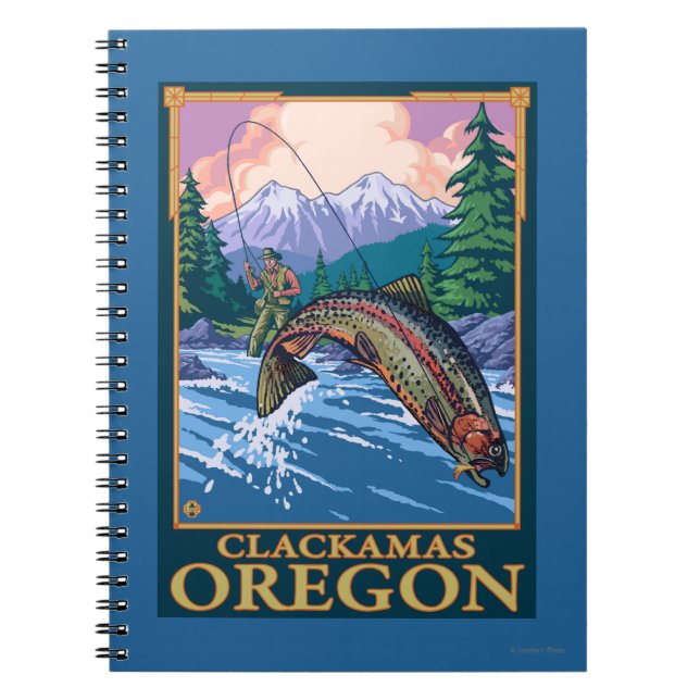 Fly Fishing Scene - Clackamas, Oregon Notebook (Front)