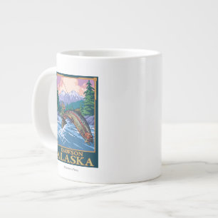 Fly Fishing Scene - Dawson, Alaska Large Coffee Mug