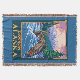 Fly Fishing Scene - Dawson, Alaska Throw Blanket