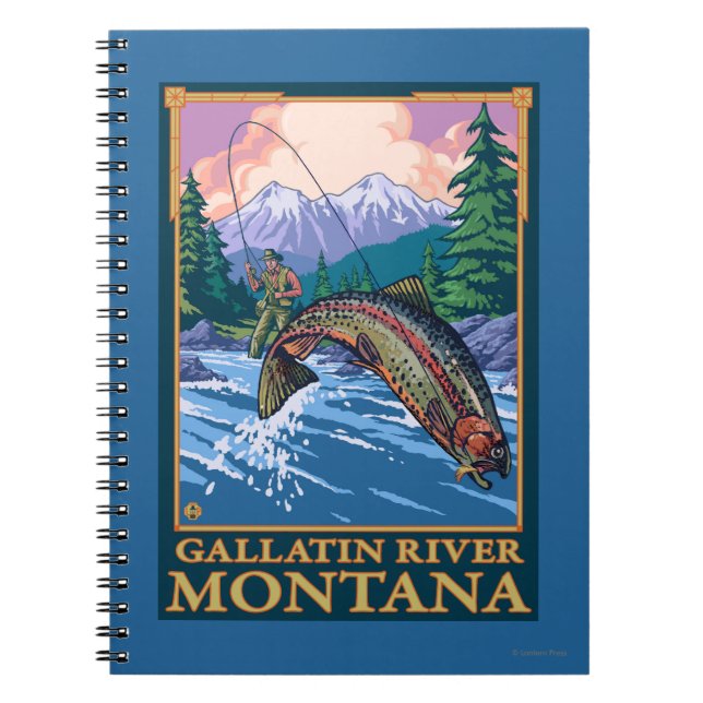 Fly Fishing Scene - Gallatin River, Montana Notebook (Front)