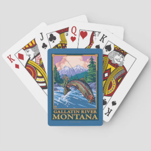 Fly Fishing Scene - Gallatin River, Montana Playing Cards