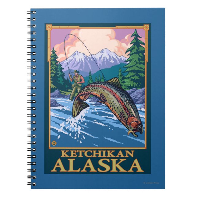 Fly Fishing Scene - Ketchikan, Alaska Notebook (Front)