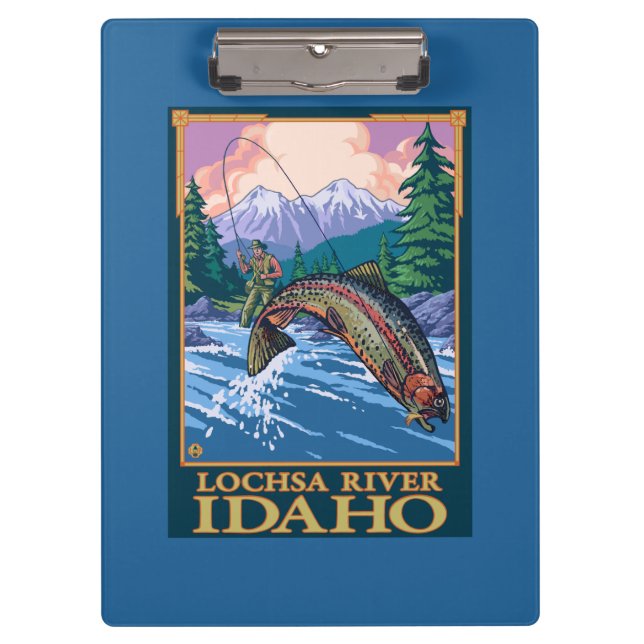 Fly Fishing Scene - Lochsa River, Idaho Clipboard (Front)