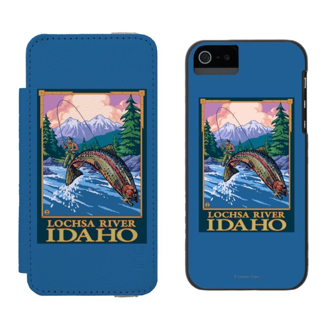 Fly Fishing Scene - Lochsa River, Idaho Incipio iPhone Wallet Case (Side by Side)