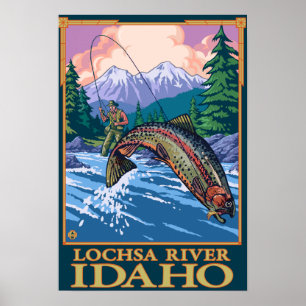 Fly Fishing Scene - Lochsa River, Idaho Poster