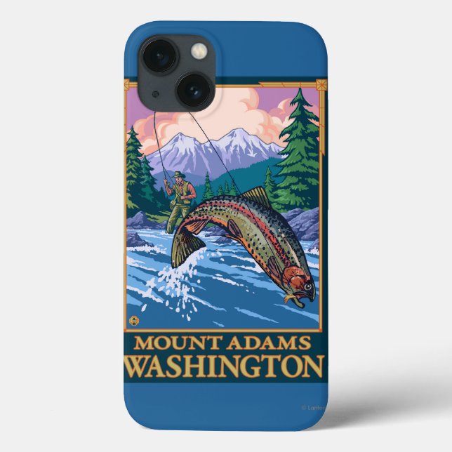 Fly Fishing Scene - Mount Adams, Washington Case-Mate iPhone Case (Back)