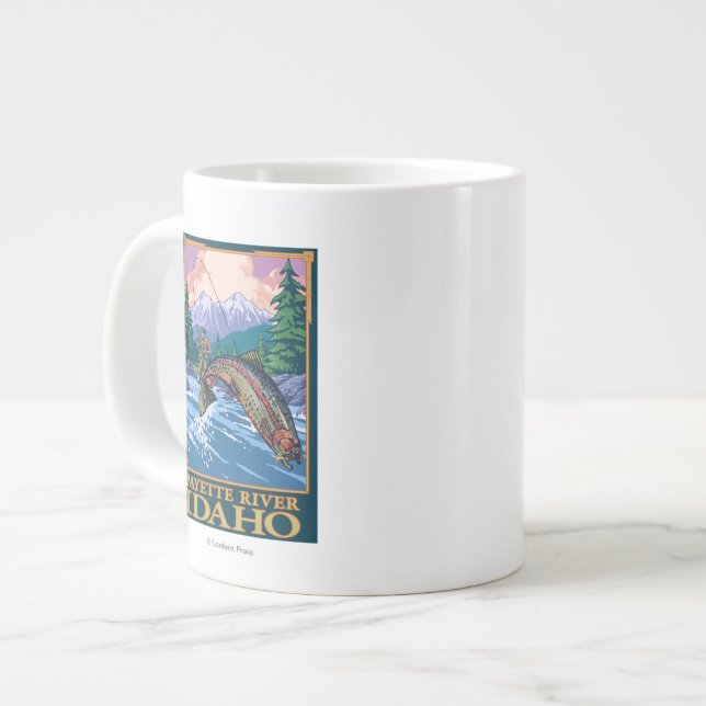Fly Fishing Scene - Payette River, Idaho Large Coffee Mug (Front Left)
