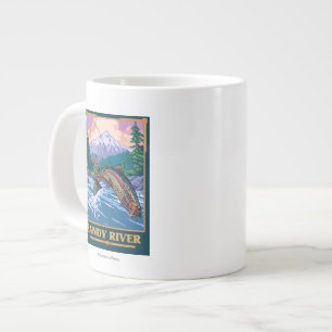 Fly Fishing Scene - Sandy River, Oregon Large Coffee Mug