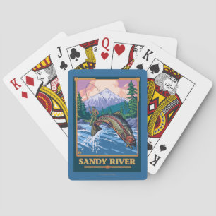 Fly Fishing Scene - Sandy River, Oregon Playing Cards