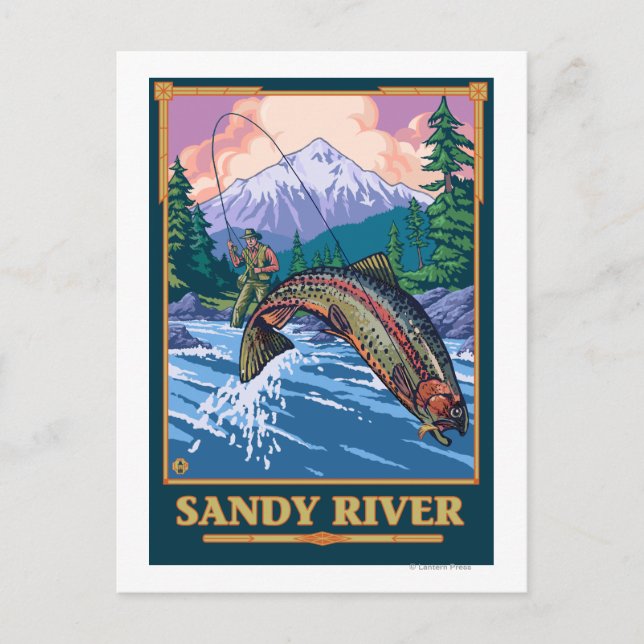 Fly Fishing Scene - Sandy River, Oregon Postcard (Front)