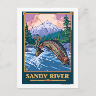 Fly Fishing Scene - Sandy River, Oregon Postcard
