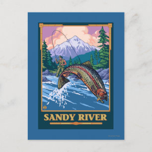 Fly Fishing Scene - Sandy River, Oregon Postcard