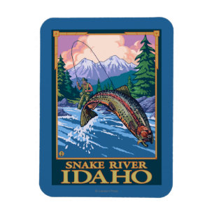 Fly Fishing Scene - Snake River, Idaho Magnet