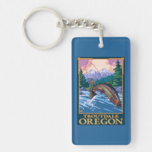 Fly Fishing Scene - Troutdale, Oregon Key Ring