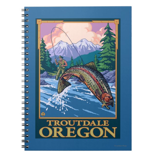 Fly Fishing Scene - Troutdale, Oregon Notebook (Front)