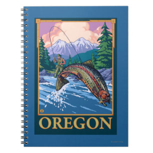 Fly Fishing Scene- Vintage Travel Poster Notebook