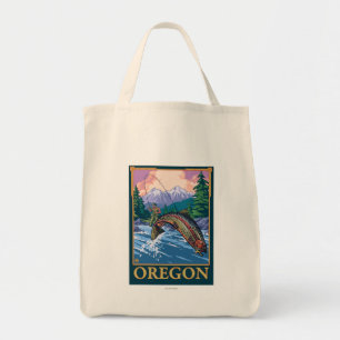 Fly Fishing Scene- Vintage Travel Poster Tote Bag