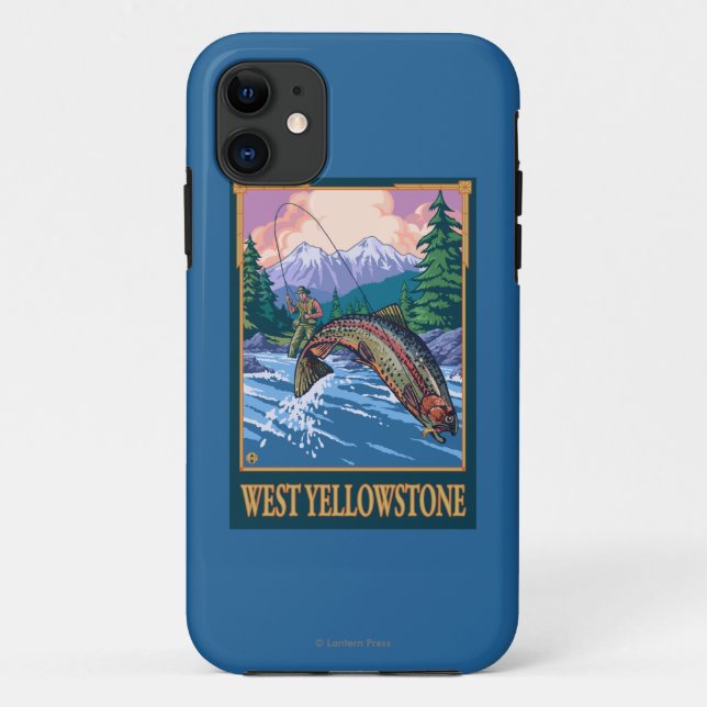 Fly Fishing Scene - West Yellowstone Case-Mate iPhone Case (Back)