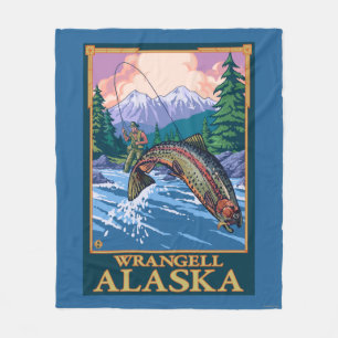 Fly Fishing Scene - Wrangell, Alaska Fleece Blanket