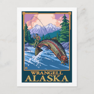 Fly Fishing Scene - Wrangell, Alaska Postcard