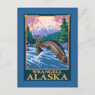 Fly Fishing Scene - Wrangell, Alaska Postcard