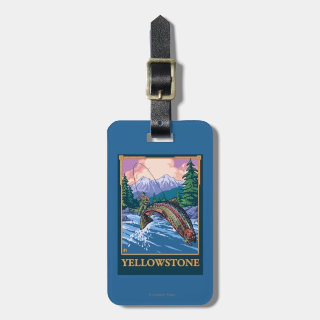 Fly Fishing Scene - Yellowstone National Park Luggage Tag (Front Vertical)