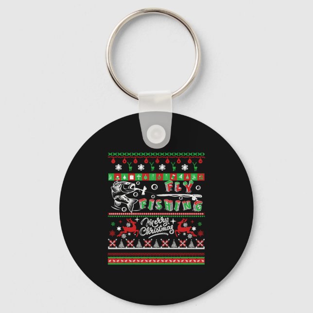 Fly Fishing Shirt - Fly Fishing Christmas Shirt Key Ring (Front)