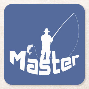 Fly fishing square paper coaster