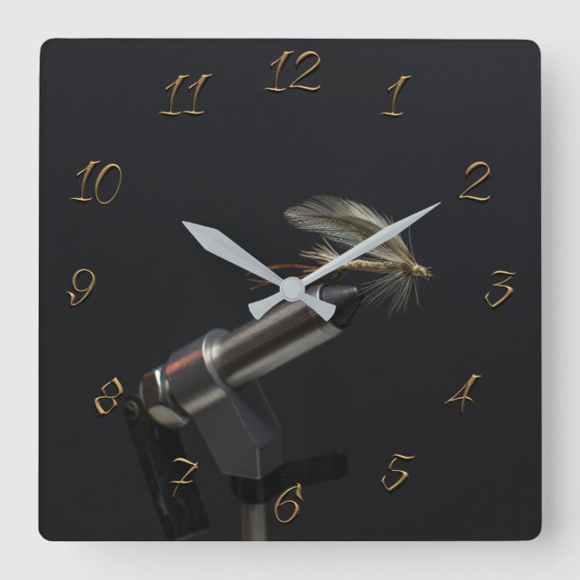 Fly fishing store square wall clock (Front)