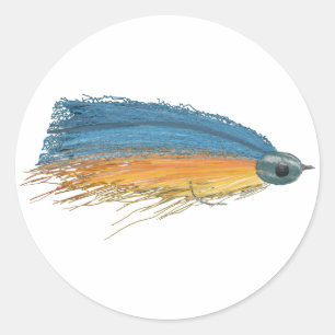 Fly Fishing Streamer Lure Art Classic Round Sticker