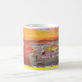 fly fishing sunset art coffee mug