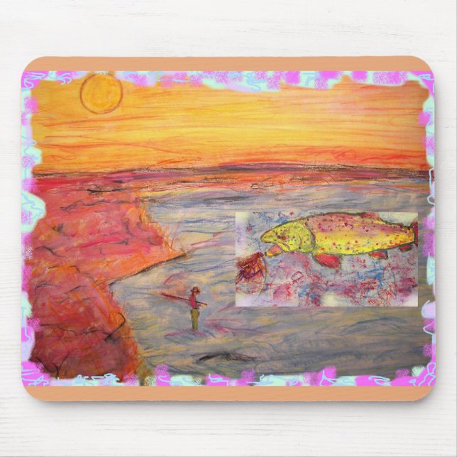 fly fishing sunset mouse pad (Front)
