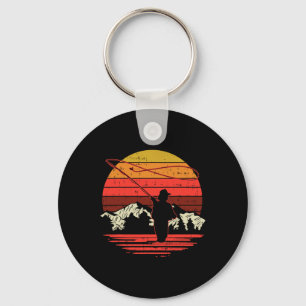 Fly Fishing Sunset Retro Trout Angling Fisherman A Key Ring