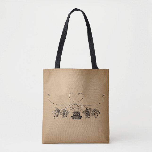 Fly Fishing Themed Vintage Art Tote Bag (Front)