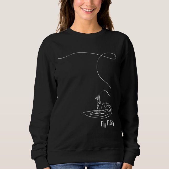 Fly Fishing Trout and Mountain  Outdoor Flies Rod Sweatshirt (Front)