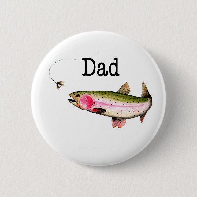 Fly fishing trout salmon  6 cm round badge (Front)