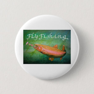 Fly Fishing Trout Salmon / Rainbow Trout Gift 6 Cm Round Badge