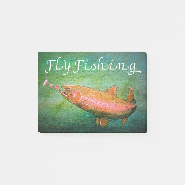 Fly Fishing Trout Salmon / Rainbow Trout Gift Post-it Notes (Front)