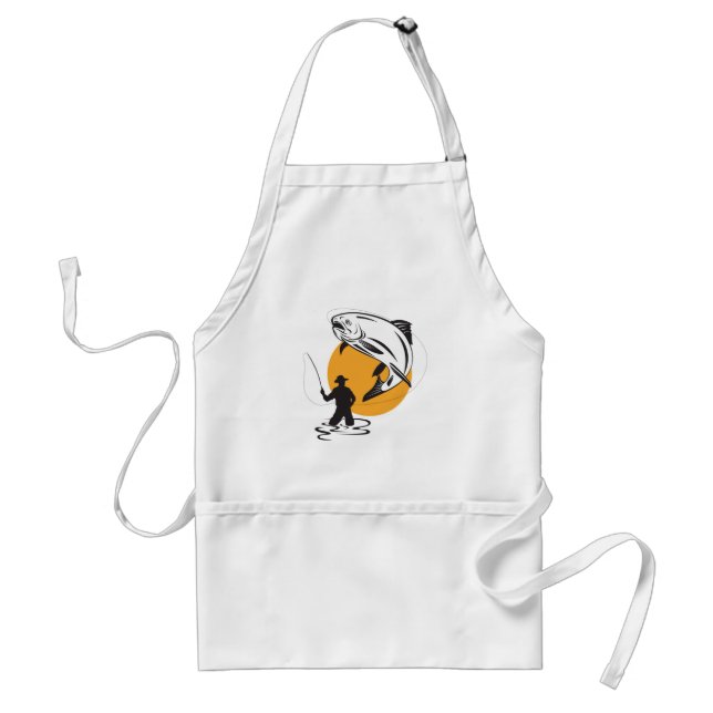 Fly Fishing Trout Sunset Silhouette Standard Apron (Front)