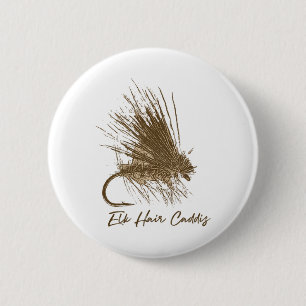 Fly Fishing Vintage Elk Hair Caddis Drawing 6 Cm Round Badge