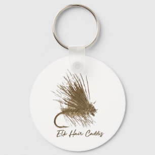 Fly Fishing Vintage Elk Hair Caddis Drawing Key Ring