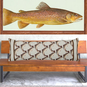 Fly Fishing Vintage Flies Rainbow Trout Body Pillo Cushion