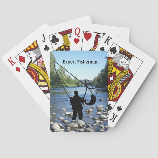 Fly Fishing with fisherman in stream Personalise Playing Cards (Back)